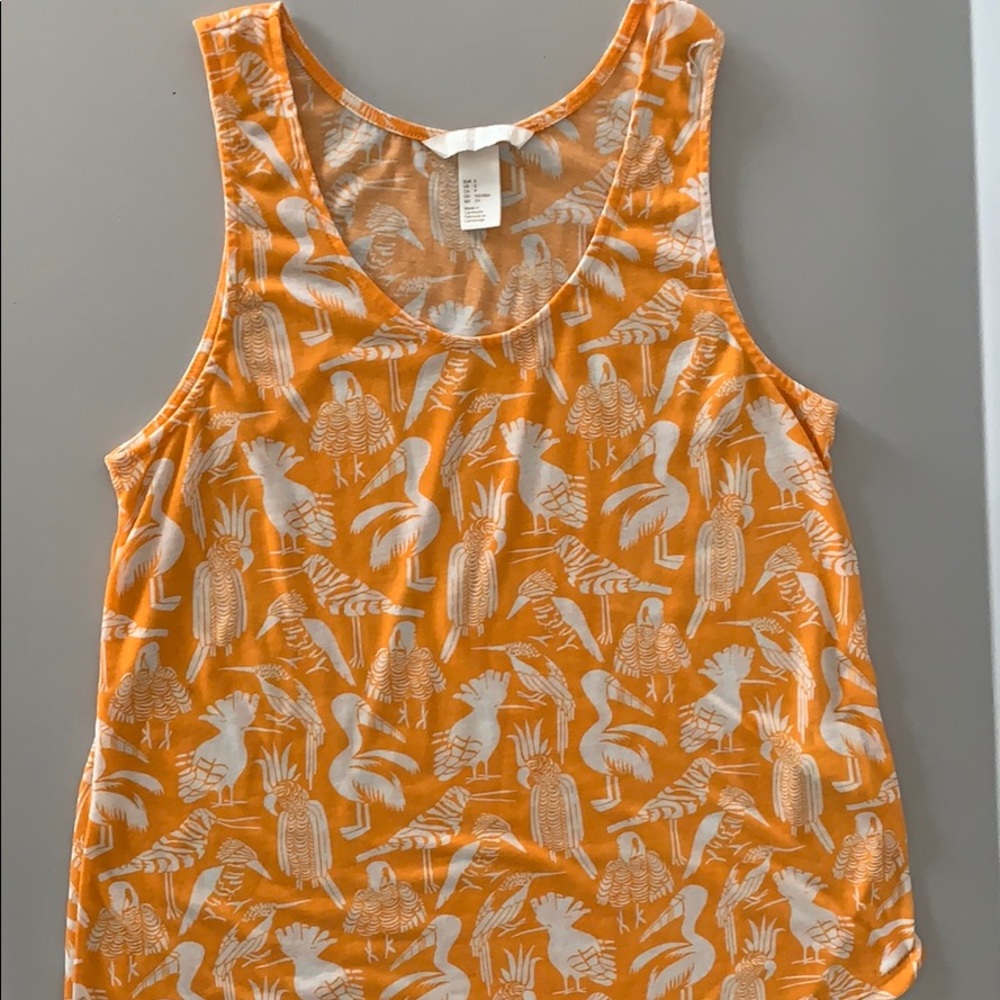 H&M small orange tank w/birds